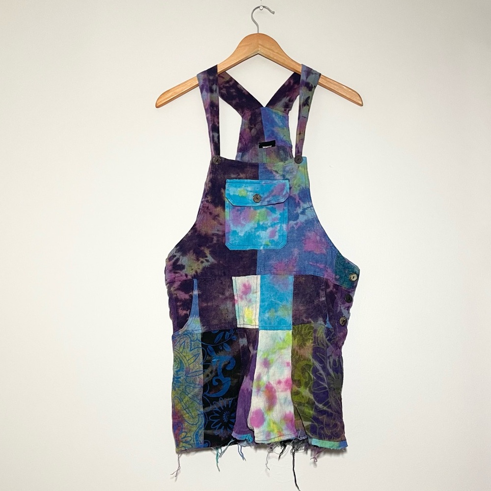 Vintage Tie Dye Overall Shorts S/M